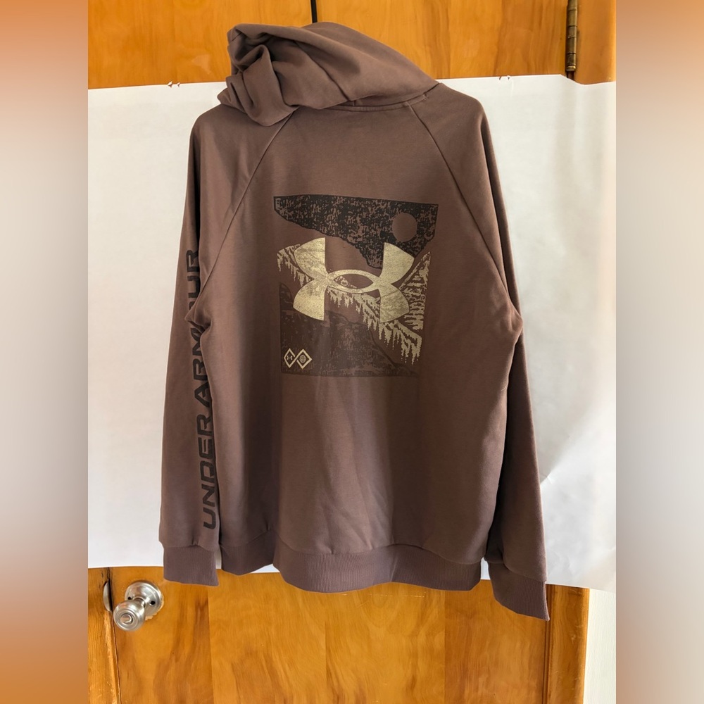 Under Armour Men’s Brown Pullover Hoodie with Sleeve Logo - Picture 2 of 4